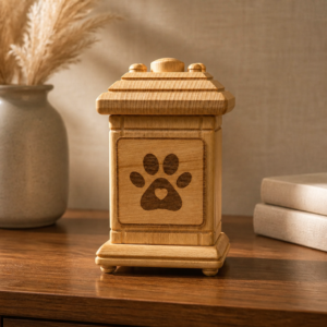 Handcrafted Wooden Dog Urn – 8" Memorial Keepsake for a Beloved Companion